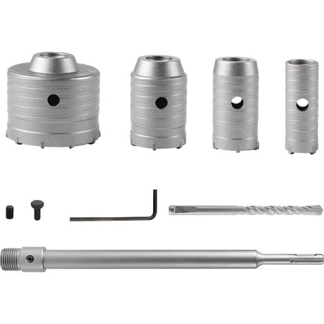 Kit de Forets à Béton, Scie Cloche Beton 30mm 40mm 50mm 68mm, Carotteuse Beton avec Adaptateur SDS Plus 300 mm et Couronne, Trépan Béton (1/5)