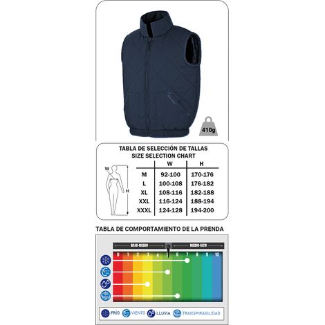 MARCA Protección Laboral Chaleco de rombos “Balder” Talla M fabricado en poliéster color azul marino 288VERAM