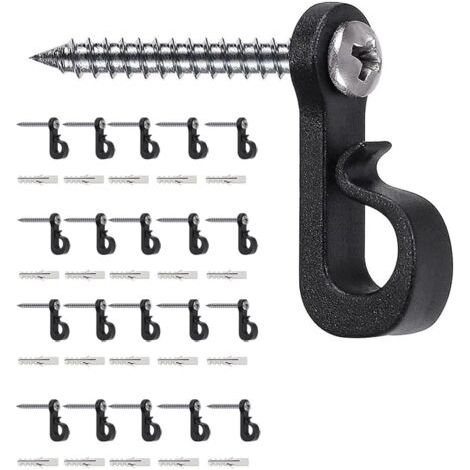 Lot de 20 crochets à vis Q-Hanger pour intérieur et extérieur pour lumières de Noël, garage, Nouvel An