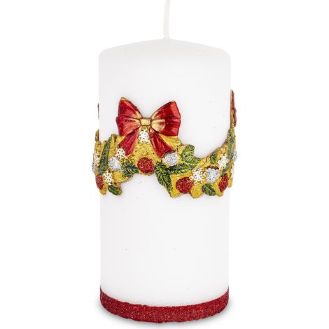 Candela natalizia in paraffina bianca, 14x7x7 cm (1/5)