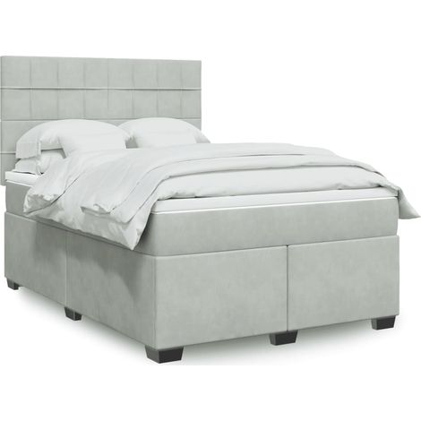 Boxspringbett mit Matratze Hellgrau 140x200 cm Samt