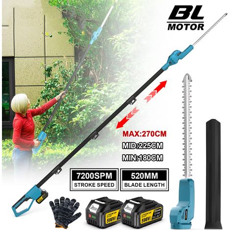 Taille-haie télescopique sans fil brushless 598V, élagueuse perche pro longue portée, coupe-branches efficace pour jardin, avec 2 batteries et chargeur inclus (1/5)