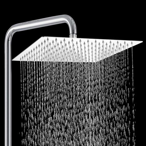 Soffione doccia, soffione doccia in acciaio inox 304, soffione doccia con 144 ugelli in silicone, accessori per il bagno, alta pressione e risparmio idrico (quadrato)