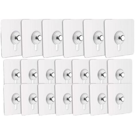 (Transparent) 20 crochets robustes sans perçage – fil de qualité export 75 – adaptés à la salle de bain, la cuisine et le bureau (1/5)
