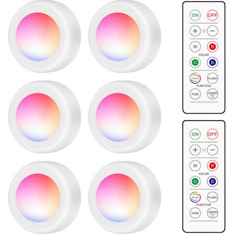 Runde LED-Lampe mit Fernbedienung, 16 RGB-Farben, 10 Helligkeitsstufen, Timer, kabellos, batteriebetrieben, Nachtlicht für Küche, Bad, Ankleidezimmer, Abendbeleuchtung
