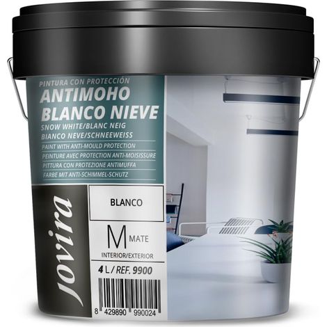 JOVIRA PINTURAS Pittura con Protezione Antimuffa. Pittura plastica opaca con buona copertura e bianchezza. (4 Litri, Bianco Neve) (1/4)