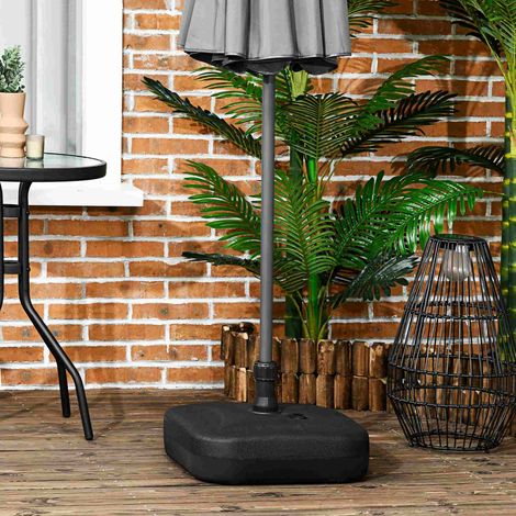 Supporto per ombrellone riempibile con sabbia o acqua, nero 46x45x26cm, stabile fino a 30kg, ideale per giardino e terrazza (1/5)