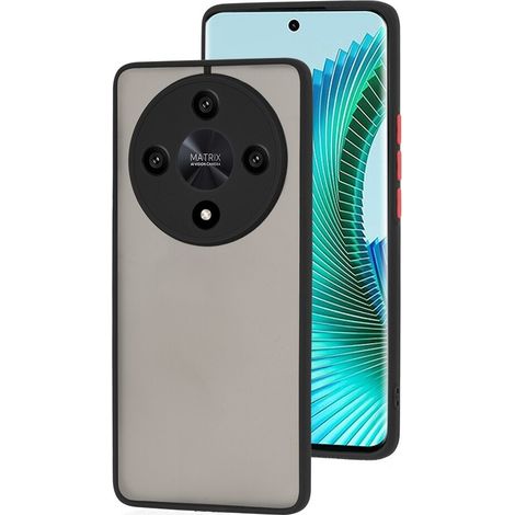 Custodia in silicone per Honor Magic 6 Lite 5G, con protezione per la fotocamera, trasparente/nera (1/2)