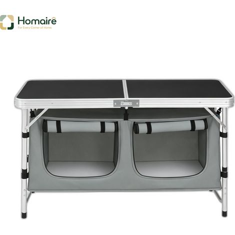 Rechteckiger Gartentisch, Oxford-Stoff und schwarzes Holzdekor in MDF 120 x 47 x 69,5 cm HOMAIRE (1/5)