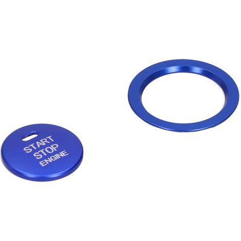 2-teiliger dekorativer Start/Stopp-Knopfrahmen aus Aluminiumlegierung für den Fahrzeuginnenraum – Blau (1/5)