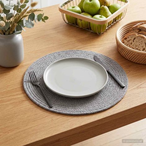 vidaXL Jute Placemets 12 pcs Grey 100% Tossa Jute (1/5)