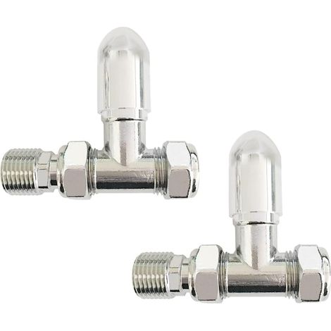 Warmehaus Radiator Valves Round 15mm Chrome Straight