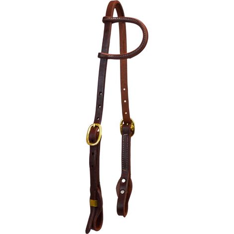 taglia unica, marrone dark oil: Testiera western ad orecchio in cuoio 5/8" per cavalli con sistema quick change