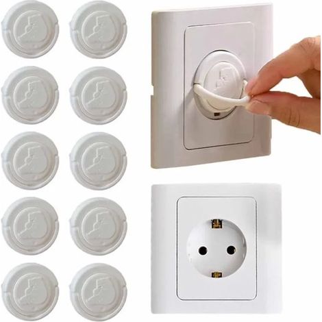 10 copriprese di sicurezza per bambini, protezione contro le scosse elettriche, standard europeo, colore bianco (1/5)