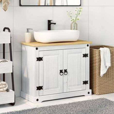 vidaXL  Sink Cabinet  with Shelf White 73 x 33 x 60 cm Solid Pine Wood