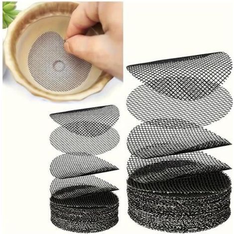 100 Stück Drainagegitter für Bonsai, Abdeckmatte für runde Töpfe, Kunststoffgitter für Blumentöpfe - fy
