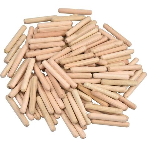 Pack of 100 Grooved Wood Dowels Tapered Wood Dowels Twill End Dowels Birch Furniture Dowel for Hobbyists and DIY Carpentry 6mm x 40mm (1/5)
