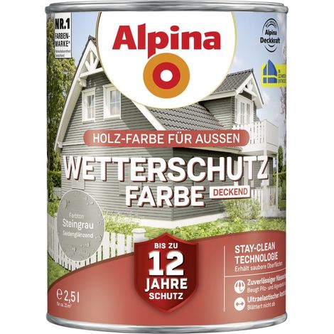 Alpina Wetterschutzfarbe 2,5 L steingrau Wetterschutzfarbe