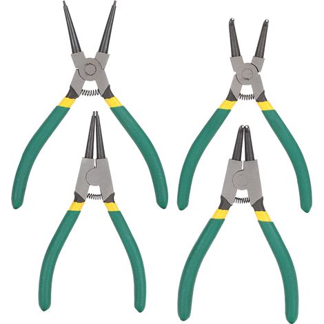 Lot de 4 pinces à circlips 6 pouces, intérieures et extérieures, droites et coudées, mini sertisseuses à anneaux. (1/5)