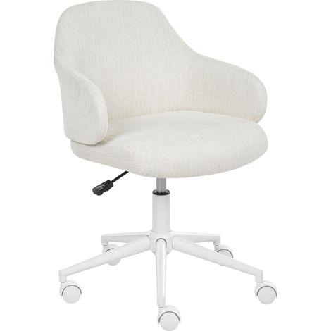 Desk Chair Off-White Fabric Swivel Base Adjustable Height with Armrests Modern Home Office RIVLAV (1/5)
