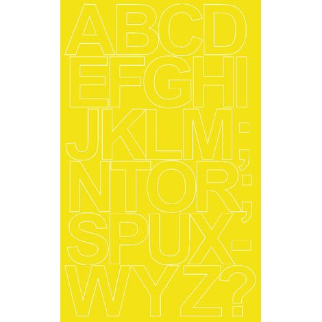 Adesivi autoadesivi con lettere, 12 cm, colore giallo opaco.