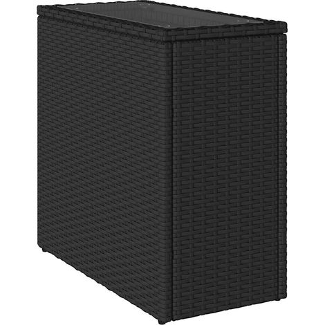 Maison Exclusive - Tavolo da Giardino Piano in Vetro Nero 58x27,5x55 cm Polyrattan (1/5)