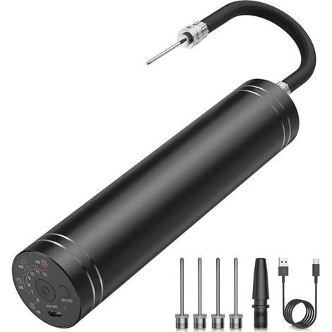 Gonfleur Pompe Électrique à Ballon, Portable Pompe à Ballon,Pompe à Air Rechargeable avec Aiguilles pour Balles De (1/4)