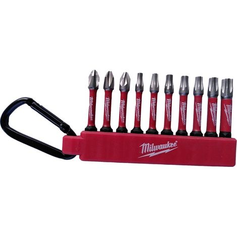 Milwaukee Shockwave Schrauberbit Karabiner 10 tlg. ( 4932480941 ) Phillips / Pozidriv / Torx (1/4)