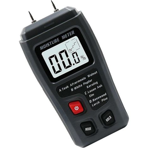 Sollbry Holzfeuchtemessgerät, tragbarer LCD-Feuchtigkeitstester, digitaler Feuchtigkeitstester, genauer Detektor für Papierfeuchtigkeit, Holzheizung (Batterie nicht im Lieferumfang enthalten) (1/5)