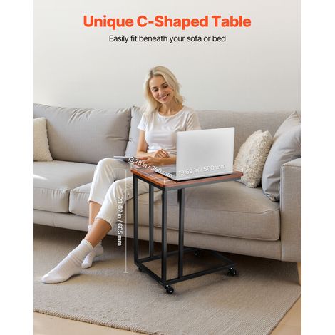 Table d'appoint mobile en forme de C, bouts de canapé avec cadre en métal et roulettes, support d'extrémité portable 500 x 350 x 60… (1/5)