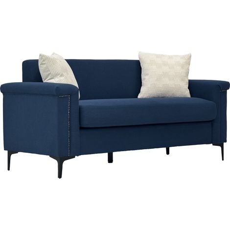 ELVMI Divano Dritto 2 Posti con Seduta Confortevole e Struttura Stabile in Poliestere Blu 172 cm (1/5)