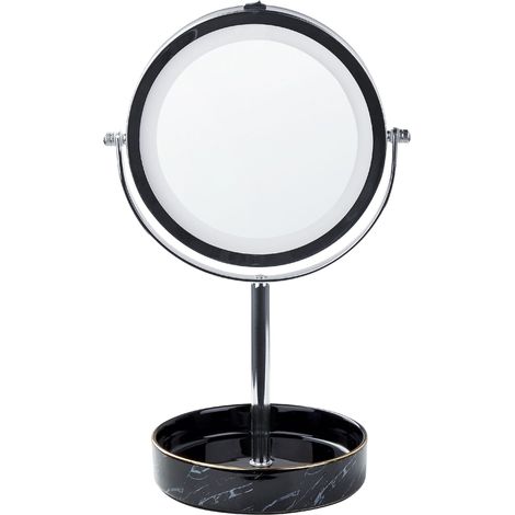 Kosmetikspiegel LED SAVOIE Schwarz / Silber