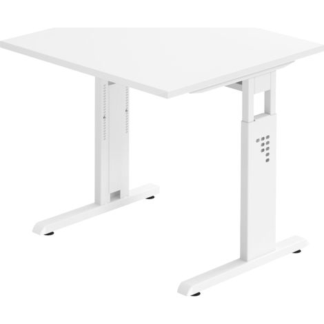 bümö Schreibtisch Serie-O Quadrat: 80 x 80 cm  Weiß Weiß