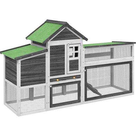 Maison Exclusive - Hühnerstall Grau 186,5x58,5x113 cm Massivholz