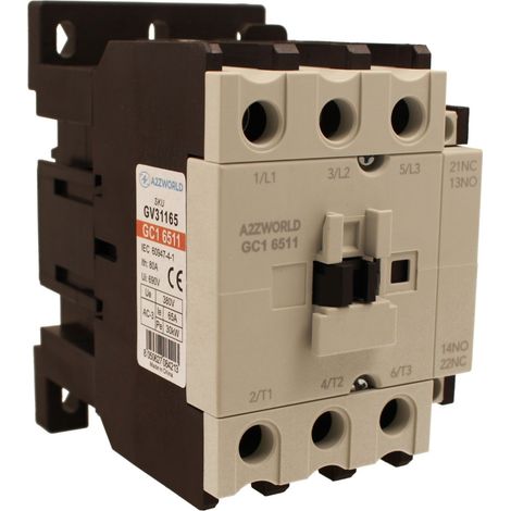 Contattore Motore 3P 4M, Teleruttore Trifase Industriale AC 380V 3NO, Bobina 220V AC, Contatto Ausiliare 1NO+1NC, IP20 (65A) (1/3)