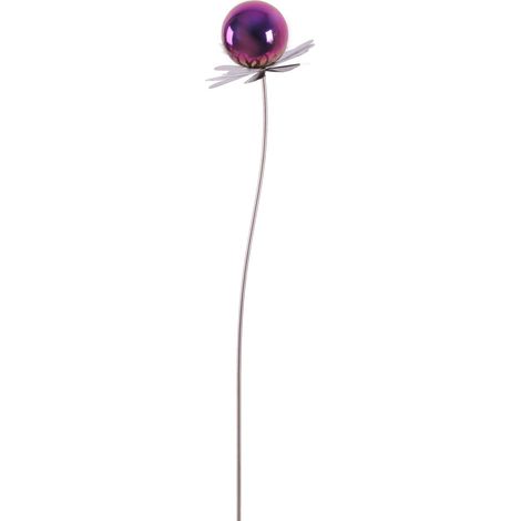 TrendLine Gartenstecker Glaskugel Metall Ø 17,5 x 130 cm violett-metallic Gartenstecker