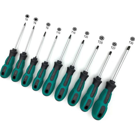 Jeu de 9 tournevis Torx pour vis à empreinte en étoile avec différentes tailles T5 T6 T7 T8 T9 T10 et T15 outils de précision pour réparation assemblage et bricolage (1/3)