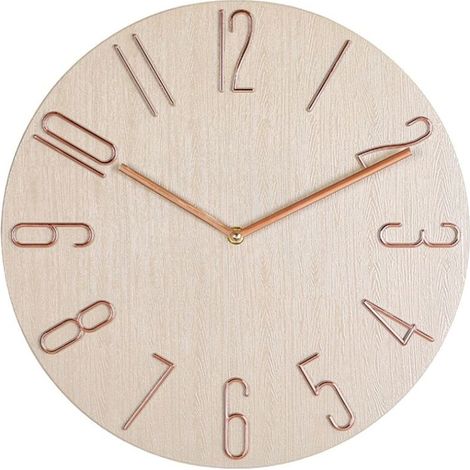 Horloge murale simple de 30 cm pour salon ou chambre, style moderne, beige (1/4)