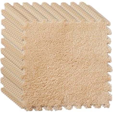 Tapis de sol puzzle en mousse pelucheuse pour enfants - tapis carré épais avec joint de séparation et bordure emboîtable, tapis d'escalade doux (1/5)