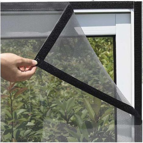 Malla antigatos autoadhesiva, transparente y ajustable para ventanas (gris con marco negro, 120x120 cm) (1/5)