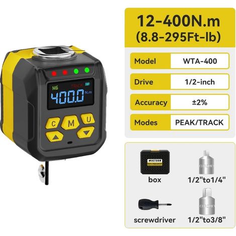 Adaptador digital para llave dinamométrica, rango de par de 6 a 400 Nm, precisión ±2%, WTA-400 (1/2)
