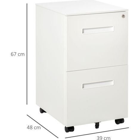 Rollcontainer, Aktenschrank, Trennwand, zentral abschließbar, Stahlgehäuse, 5 Räder, weiß, 39 x 48 x 67 cm (1/5)