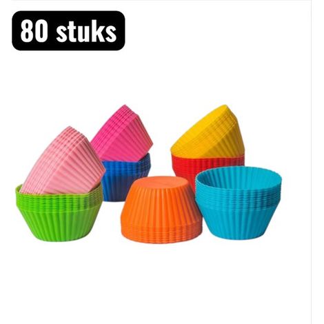 80 teiliges Set Backformen Silikon Muffinformen (7 cm) Ofen , gefrier und mikrowellengeeignet Quicheform für Törtchen, Muffins und Schokolade Ver (1/5)