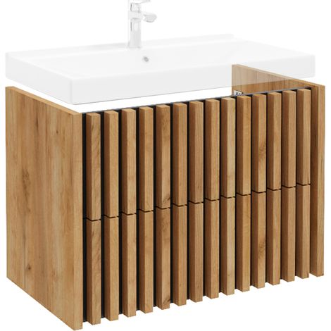 Waschtischunterschrank 80 cm für Waschbecken LUCCA-107 in Eiche mit schwarz, B/H/T: 80/56/45 cm (1/5)
