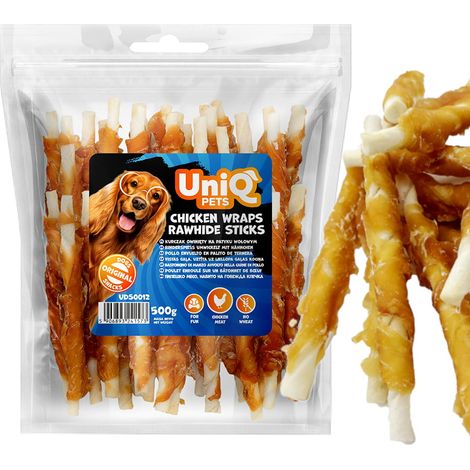 Snack per cani, snack Pollo avvolto in un bastoncino di manzo UniQ da 500 g (1/4)