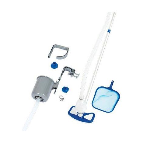 KIT PULIZIA PISCINA DELUXE 58237 BESTWAY SCOPA+RETINO+TUBO+MANICO+ADATTATORI+SKIMMER
