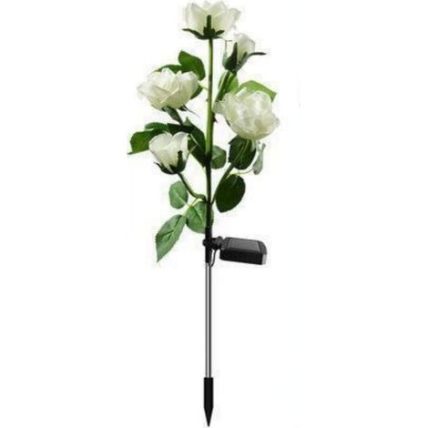 Solar-Gartenleuchte in Blumenform mit 5 rosenförmigen Köpfen - LED-Licht (Weiß) (1/4)