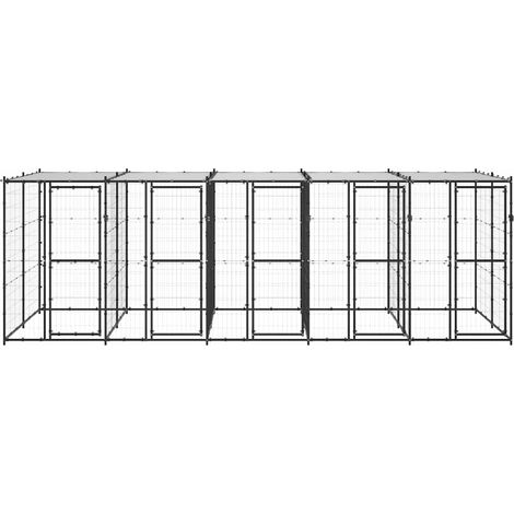 Maison Exclusive - Outdoor-Hundezwinger Stahl mit Überdachung 12, (1/5)
