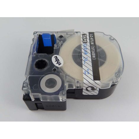 vhbw 1x Label Tape Replacement for Epson LC-6TLW for Label Printer 8m x 24 mm, Blue on Transparent (1/2)