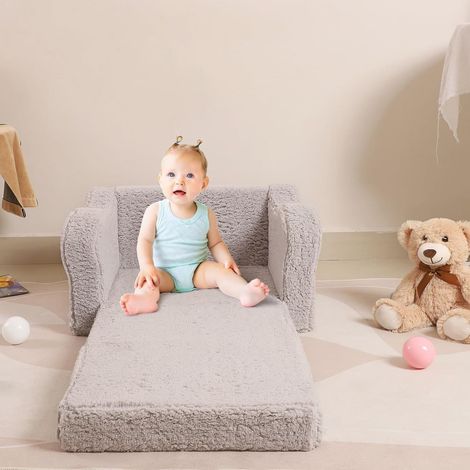 Fauteuil enfant convertible 2 en 1 – Canapé pliable en mousse haute densité avec poche latérale et housse douce amovible – Chaise longue lit pour enfants, chambre et salon (1/5)